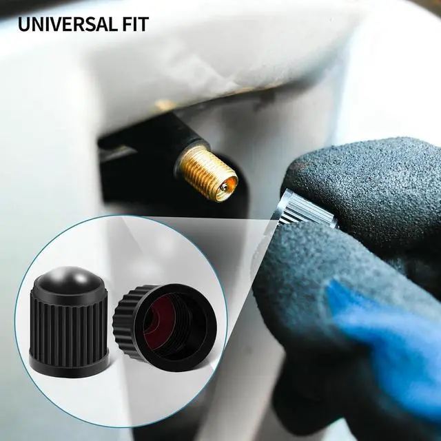 Alt view image 5 of 7 - Tire Valve Stem Caps, Black, 50 Pack | O Rubber Ring, Plastic, For Cars, Bike, Bicycle, Trucks, Motorcycles, Airtight Seal, Dust Proof