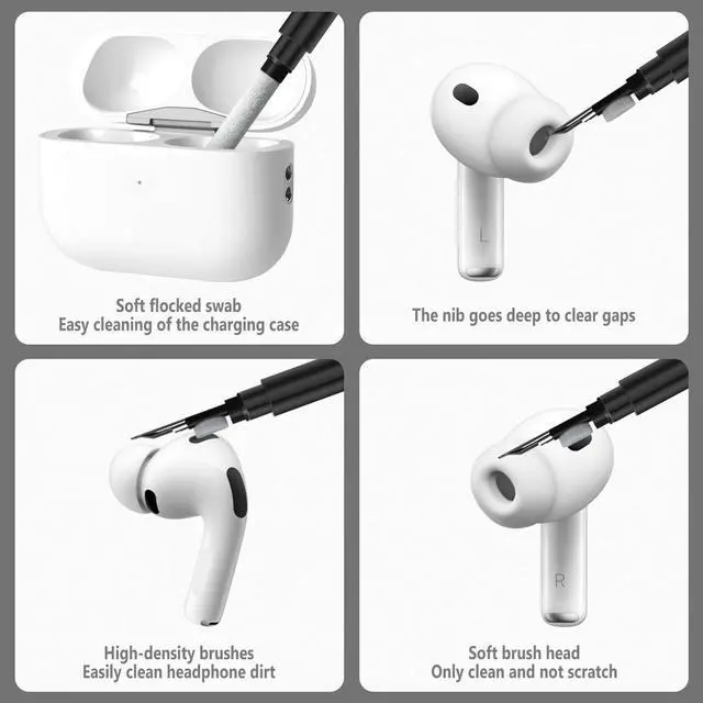 Alt view image 7 of 7 - Geiomoo Cute Funny Silicone Cover for Air Pods Pro 3 Case, Cartoon Game Console Design with Carabiner and Cleaner Kit (Gray)