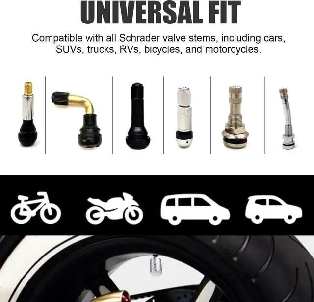 Alt view image 5 of 6 - DESOUL Tire Valve Stem Caps Corrosion Resistant (4 Pack) - Silver | Aluminum Air Caps with Plastic Liner | Leak-Proof | Universal Fit for Cars, Trucks, Motorcycles