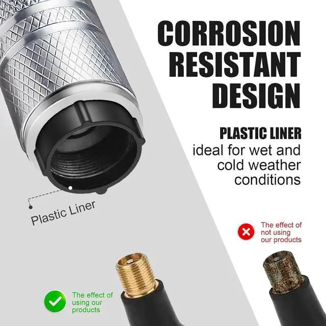 Alt view image 2 of 6 - DESOUL Tire Valve Stem Caps Corrosion Resistant (4 Pack) - Silver | Aluminum Air Caps with Plastic Liner | Leak-Proof | Universal Fit for Cars, Trucks, Motorcycles