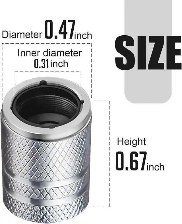 Alt view image 3 of 6 - DESOUL Tire Valve Stem Caps Corrosion Resistant (4 Pack) - Silver | Aluminum Air Caps with Plastic Liner | Leak-Proof | Universal Fit for Cars, Trucks, Motorcycles