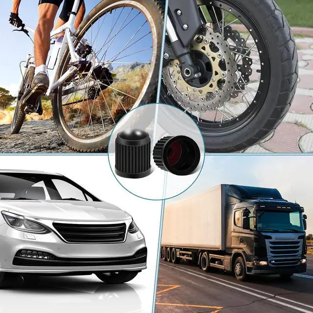 Alt view image 7 of 7 - Tire Valve Stem Caps, Black, 50 Pack | O Rubber Ring, Plastic, For Cars, Bike, Bicycle, Trucks, Motorcycles, Airtight Seal, Dust Proof