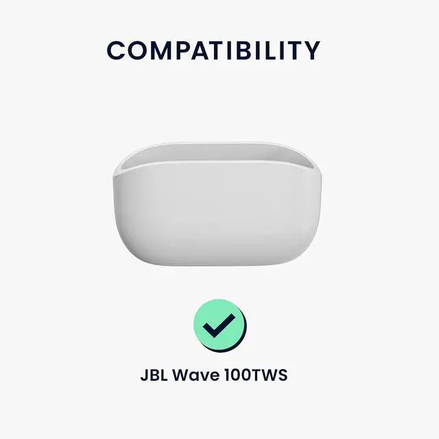 Alt view image 6 of 7 - kwmobile Case Compatible with JBL Wave 100TWS Case - Silicone Cover Holder for Earbuds - Dark Green