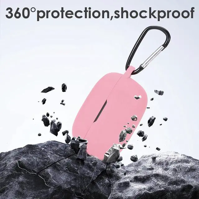 Alt view image 3 of 6 - Silicone Case for JBL Vibe Beam 2, JBL Vibe Beam, JBL Vibe 200TWS True Wireless Headphones, Premium Shockproof Case Cover with Carabiner. (Pink)