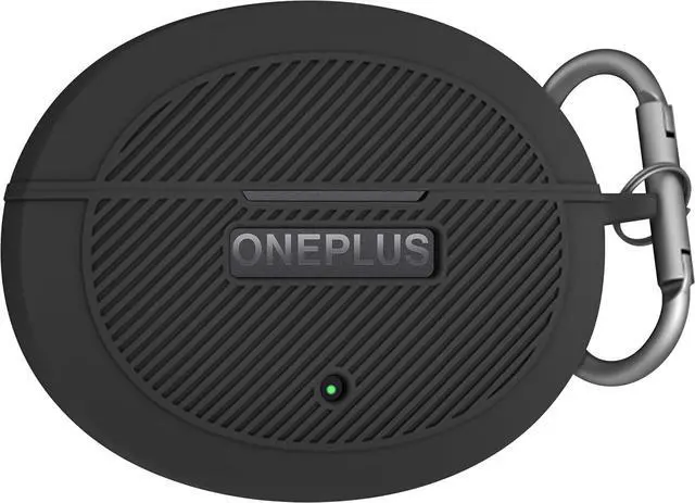 Main image of Geiomoo Silicone Cover for OnePlus Buds 4 Case, Soft Flexible Scratch Resistant Protective with Carabiner (Black)
