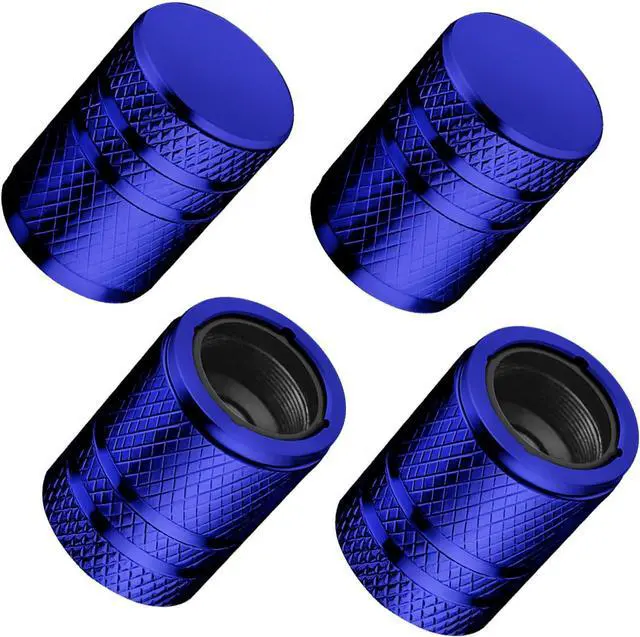 Main image of DESOUL Tire Valve Stem Caps Corrosion Resistant (4 Pack) - Blue | Aluminum Air Caps with Plastic Liner | Leak-Proof | Universal Fit for Cars, Trucks, Motorcycles