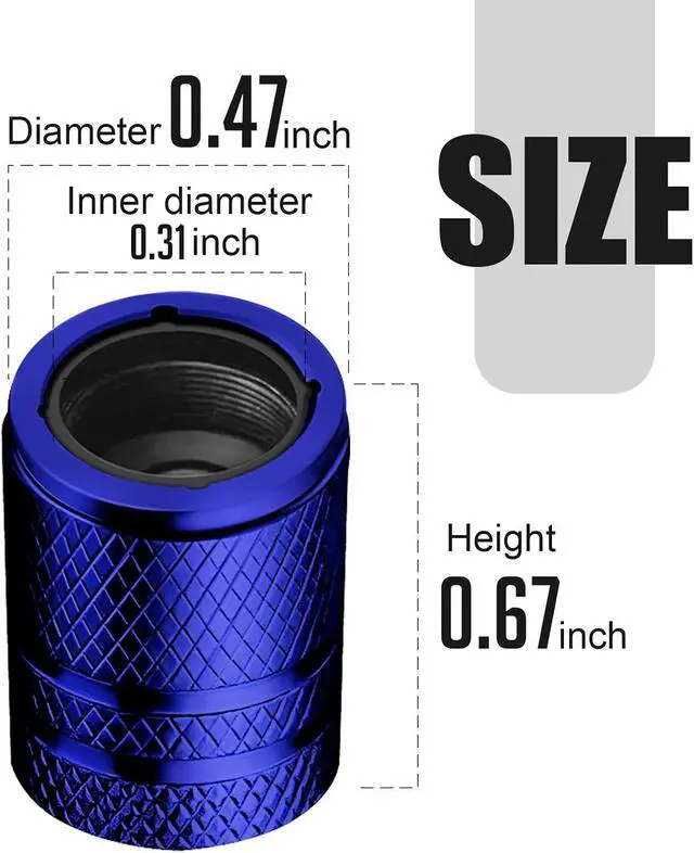 Alt view image 3 of 6 - DESOUL Tire Valve Stem Caps Corrosion Resistant (4 Pack) - Blue | Aluminum Air Caps with Plastic Liner | Leak-Proof | Universal Fit for Cars, Trucks, Motorcycles
