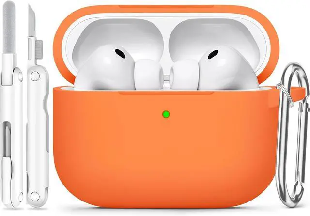 Main image of for AirPods Pro 3 Case (2025),Soft Silicone Protective Cover Compatible with Apple AirPods Pro 3rd Generation Case with Cleaning Kit for Women Men,Air pods Pro Accessories with Keychain,Orange