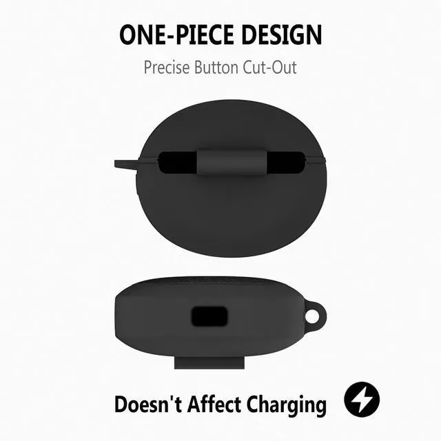 Alt view image 5 of 6 - Geiomoo Silicone Cover for OnePlus Buds 4 Case, Soft Flexible Scratch Resistant Protective with Carabiner (Black)