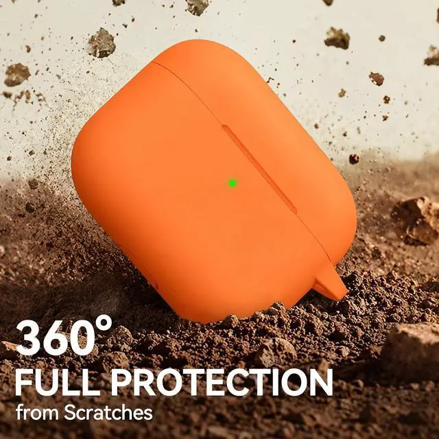Alt view image 5 of 7 - for AirPods Pro 3 Case (2025),Soft Silicone Protective Cover Compatible with Apple AirPods Pro 3rd Generation Case with Cleaning Kit for Women Men,Air pods Pro Accessories with Keychain,Orange