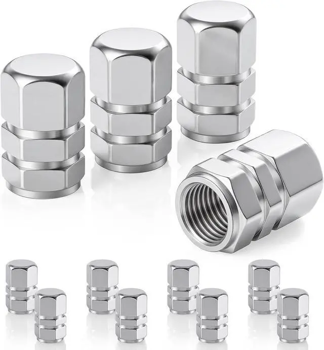 Main image of JUSTTOP Car Tire Valve Stem Caps, 12pcs Air Caps Cover, Universal for Cars, SUVs, Bike, Trucks and Motorcycles-Silver