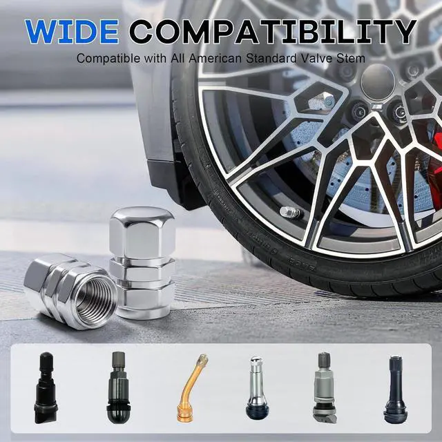 Alt view image 3 of 6 - JUSTTOP Car Tire Valve Stem Caps, 12pcs Air Caps Cover, Universal for Cars, SUVs, Bike, Trucks and Motorcycles-Silver