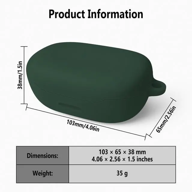 Alt view image 3 of 5 - Geiomoo Silicone Case for JBL Endurance Peak 3, JBL Endurance Peak II, Protective Cover with Carabiner (Emerald Green)