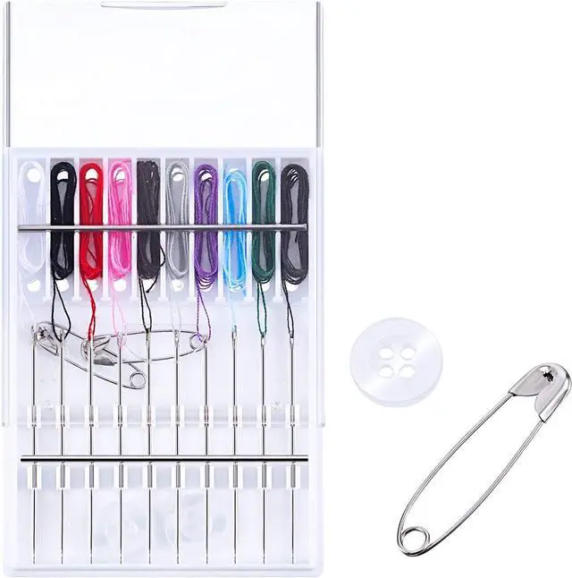 Alt view image 2 of 7 - Hestya 2 Boxes (20 Pcs) Pre Threaded Needles for Hand Sewing Needles and Thread Box Quick Sewing Kit Prethreaded Kits(Mixed Color)