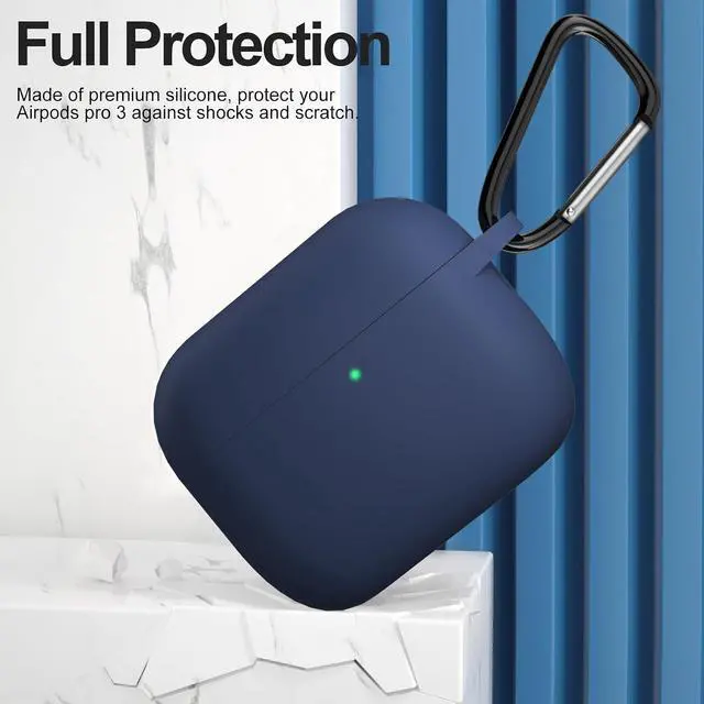 Alt view image 2 of 7 - Compatible with AirPods Pro 3 Case, Protective Soft Silicone Cover with Keychain Cleaning Kit for Women Men for Apple AirPods Pro 3rd Generation(2025), Front LED Visible, Midnight Blue
