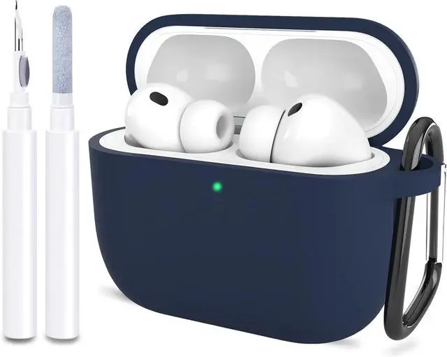 Main image of Compatible with AirPods Pro 3 Case, Protective Soft Silicone Cover with Keychain Cleaning Kit for Women Men for Apple AirPods Pro 3rd Generation(2025), Front LED Visible, Midnight Blue
