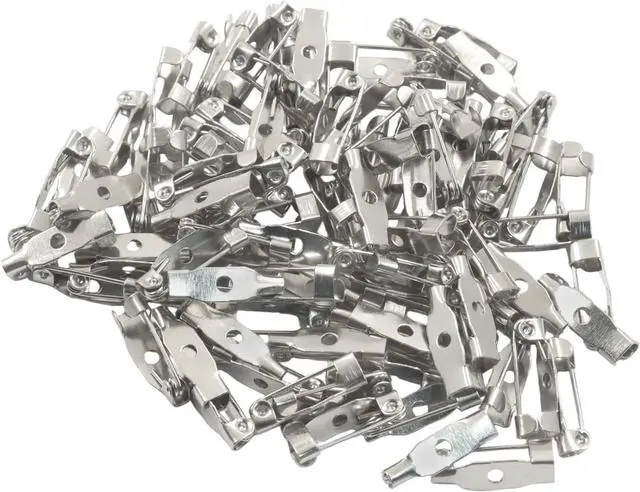 Main image of 100Pcs 15mm Locking Pins Safety Clasp Brooch, Silver Brooch Clasps Pin Safety Pins, Reliable Back Clasp for Name Tags/Jewelry Making and DIY Crafts