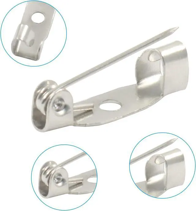 Alt view image 3 of 5 - 100Pcs 15mm Locking Pins Safety Clasp Brooch, Silver Brooch Clasps Pin Safety Pins, Reliable Back Clasp for Name Tags/Jewelry Making and DIY Crafts