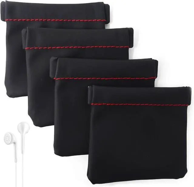 Main image of Honbay 4PCS PU Leather Earphone Pouch Headphone Storage Bag with Snap Spring Closure for Carrying or Storing Headphones