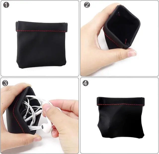 Alt view image 5 of 7 - Honbay 4PCS PU Leather Earphone Pouch Headphone Storage Bag with Snap Spring Closure for Carrying or Storing Headphones