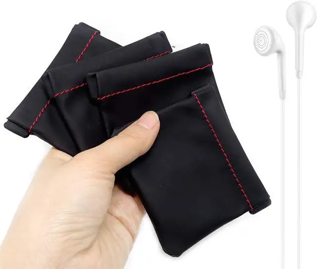 Alt view image 6 of 7 - Honbay 4PCS PU Leather Earphone Pouch Headphone Storage Bag with Snap Spring Closure for Carrying or Storing Headphones
