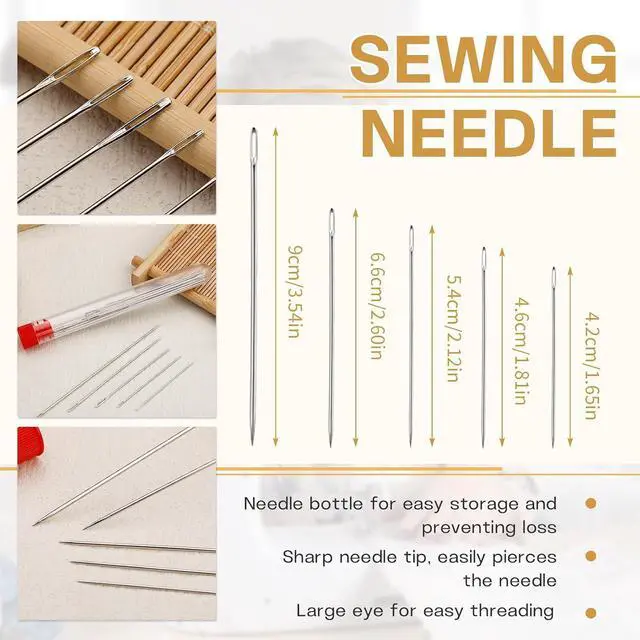 Alt view image 5 of 7 - SHWAKK 37 PCS Travel Sewing Kit, Big Eye Steel Sewing Needle Threader Kit | Steels Needle for Hand Sewing with Thimble, Threader, Seam Rippers for Beginner Traveler and Clothing Repair