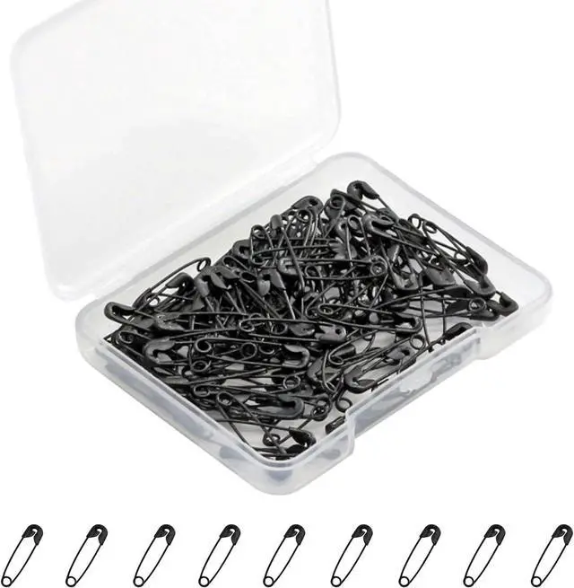 Main image of Black Safety Pins,Small Safety Pins for Clothes,19mm/0.75 Inch Metal Mini Saftey Pin Bulk for Art Crafting Sewing Jewelry Making (120Pcs/Box)