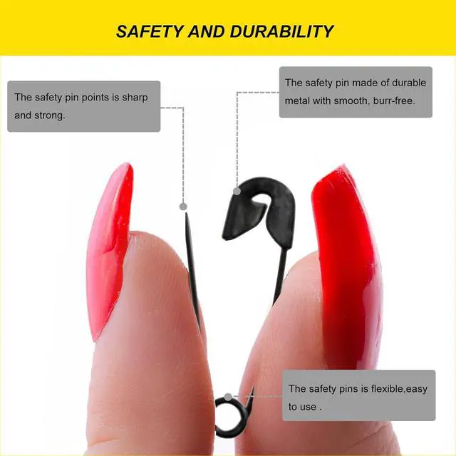 Alt view image 3 of 7 - Black Safety Pins,Small Safety Pins for Clothes,19mm/0.75 Inch Metal Mini Saftey Pin Bulk for Art Crafting Sewing Jewelry Making (120Pcs/Box)