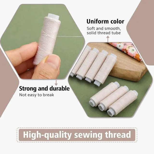 Alt view image 3 of 7 - Bupete 8 Rolls Sewing Thread 200 Yards Each Roll Thread for Sewing Machine | Polyester Threads, Beige Sewing Threads for Sewing Machine, Embroidery, Hand Stitching