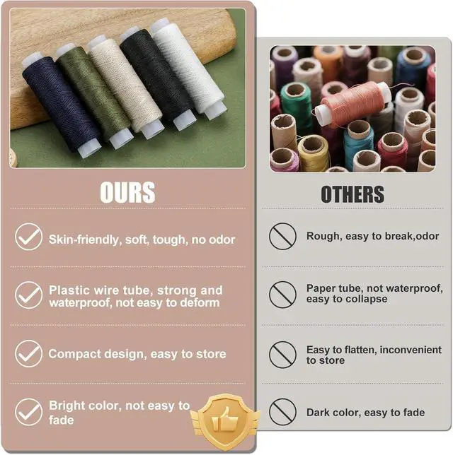 Alt view image 5 of 7 - Bupete 8 Rolls Sewing Thread 200 Yards Each Roll Thread for Sewing Machine | Polyester Threads, Beige Sewing Threads for Sewing Machine, Embroidery, Hand Stitching