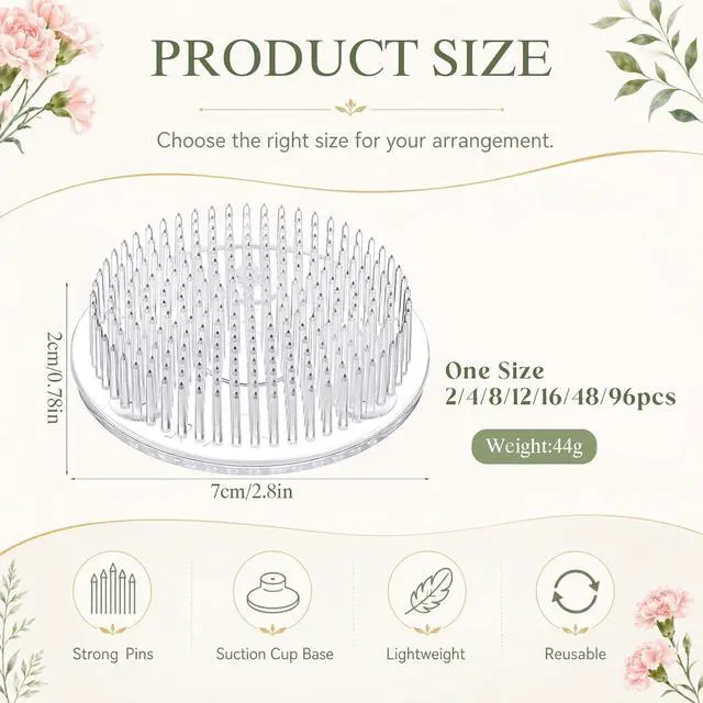 Alt view image 2 of 7 - Waydress 2 Pcs 2.8 in Plastic Flower Frogs for Arrangements, Clear | 3 Suction Anti-slip Base, 44g Lightweight Design, Flower Pin Holder for Small Vase Ikebana Decoration Supplies