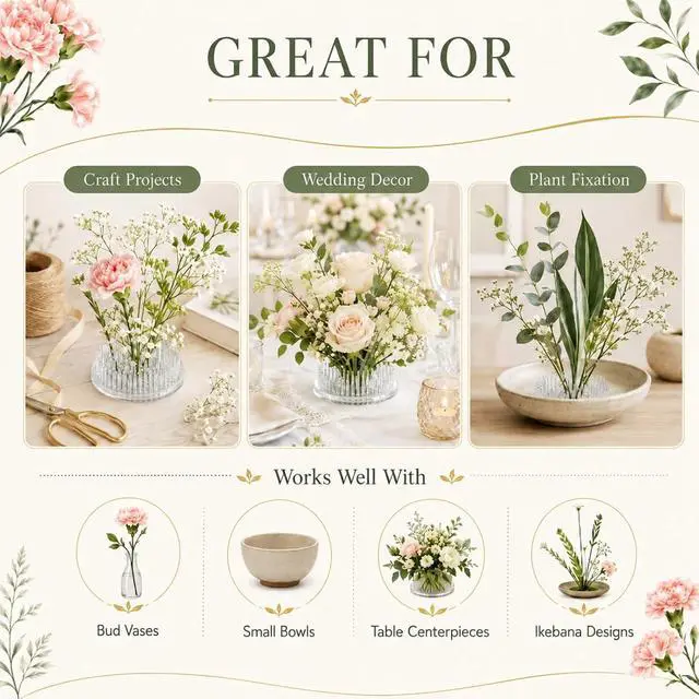 Alt view image 5 of 7 - Waydress 2 Pcs 2.8 in Plastic Flower Frogs for Arrangements, Clear | 3 Suction Anti-slip Base, 44g Lightweight Design, Flower Pin Holder for Small Vase Ikebana Decoration Supplies