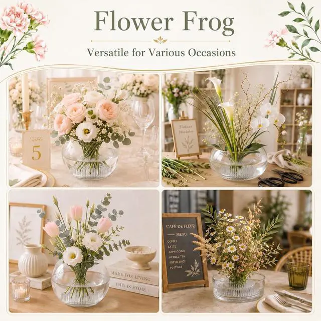 Alt view image 6 of 7 - Waydress 2 Pcs 2.8 in Plastic Flower Frogs for Arrangements, Clear | 3 Suction Anti-slip Base, 44g Lightweight Design, Flower Pin Holder for Small Vase Ikebana Decoration Supplies