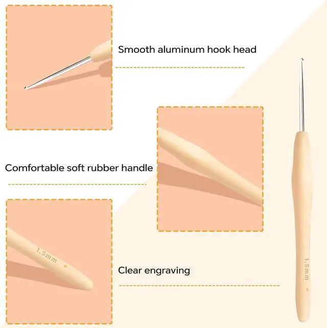 Alt view image 3 of 7 - Small Size Crochet Hook Lace Crochet Needle, 1.5mm Crochet Hook, Ergonomic Crochet HooksEmbroidery Thread Knitting Weaving Tool (1.5 mm)