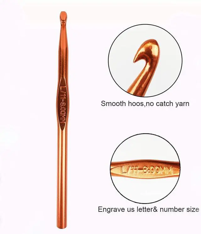 Alt view image 2 of 7 - Weabetfu Aluminum Crochet Hook,Soft Grip Crocheting Hooks for Knitting Craft Yarn,Crochet Hooks Size L,8.0mm-New