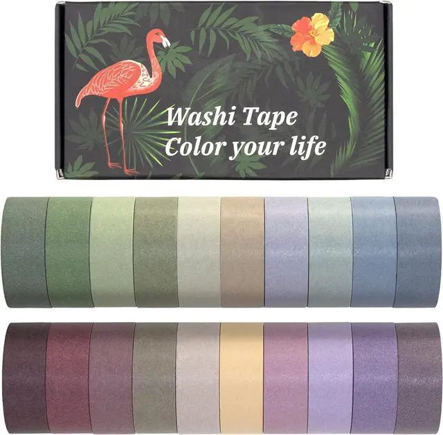 Main image of Mooker 20 Rolls Washi Tape Set, Colored Masking Tape, Decorative Nature Colored Tapes for Arts, DIY Crafts, Bullet Journals, Scrapbooking - 15mm Wide