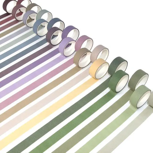 Alt view image 3 of 7 - Mooker 20 Rolls Washi Tape Set, Colored Masking Tape, Decorative Nature Colored Tapes for Arts, DIY Crafts, Bullet Journals, Scrapbooking - 15mm Wide