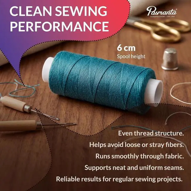 Alt view image 3 of 6 - Strong Polyester Pro Sewing Thread, Many Colours Finest Spools, Universal All Purpose Hand And Machine Sewing, 200m - 220yd Coil Reel Made in Europe Since 1953 (5624 - blue)