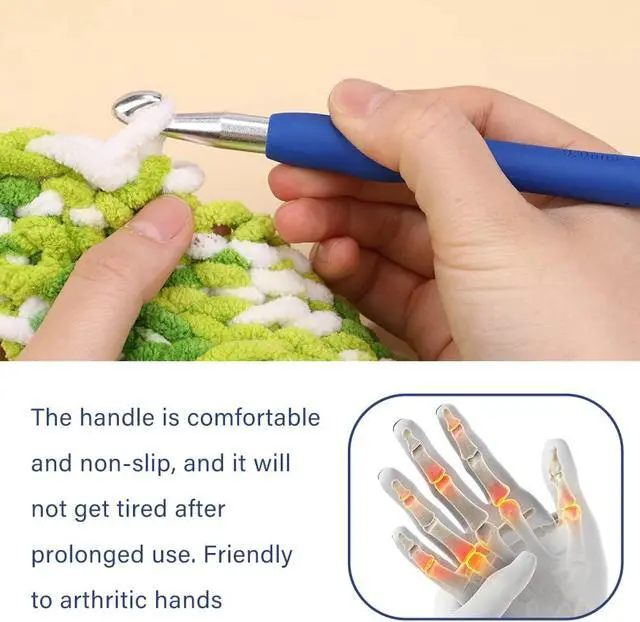 Alt view image 6 of 7 - QMNNMA 9 mm Crochet Hook, Ergonomic Crochet Hooks for Arthritic Hands | Crochet Needles for Yarn, Knitting Needles for Beginners, Left-handed People Crocheting Yarn, Good for Making Blankets