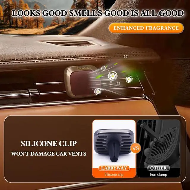 Alt view image 3 of 7 - Car Air Freshener Vent Clip, Starter Kit with Refills, Scent Diffuser | Car air freshener vent clip, starter kit with fruit plant refills. Natural scent, long lasting aroma, easy clip on vents