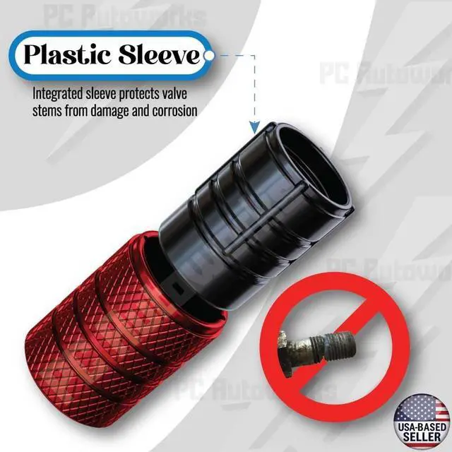 Alt view image 2 of 7 - Aluminum Tire Valve Stem Caps Anti-Rust, Premium Anodized Aluminum, Corrosion-Resistant, Easy Install, Universal Fit for Car, Truck, Bike, SUV 1 Pack/Set of 4 (Ruby RED)