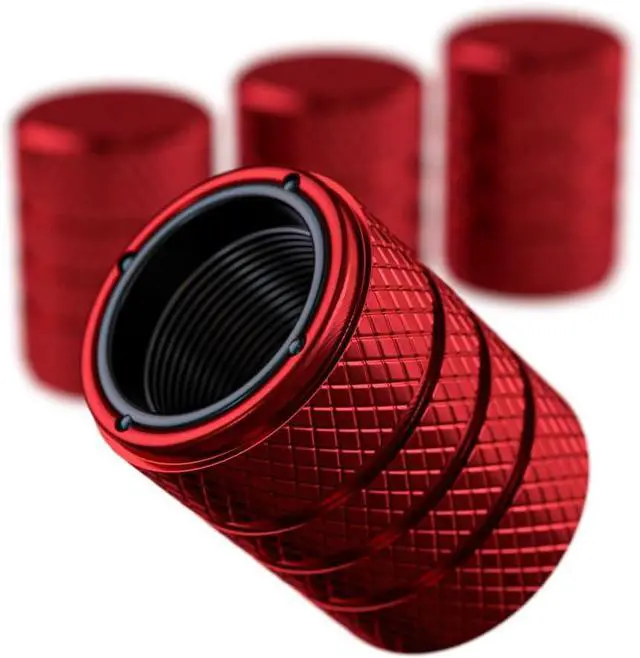 Main image of Aluminum Tire Valve Stem Caps Anti-Rust, Premium Anodized Aluminum, Corrosion-Resistant, Easy Install, Universal Fit for Car, Truck, Bike, SUV 1 Pack/Set of 4 (Ruby RED)