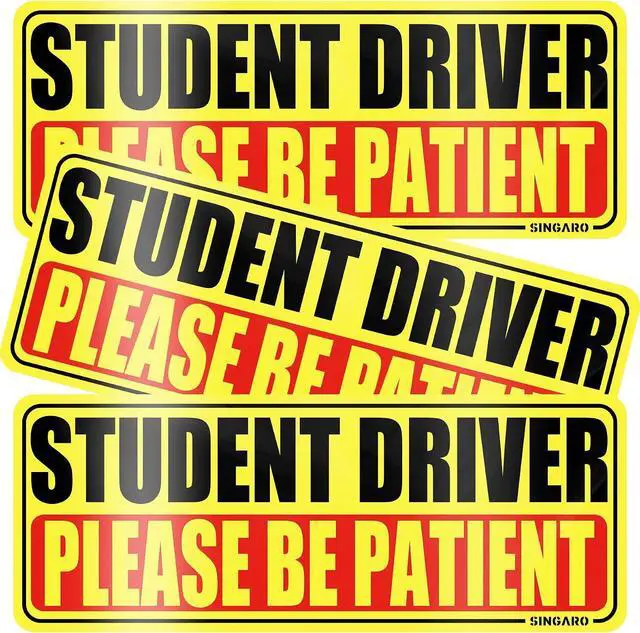 Main image of SINGARO Student Driver Magnet for Car - Please Be Patient, 3Pcs Magnetic Reflective Novice Sticker, New Driver Decal, Removable Exterior Car Accessories