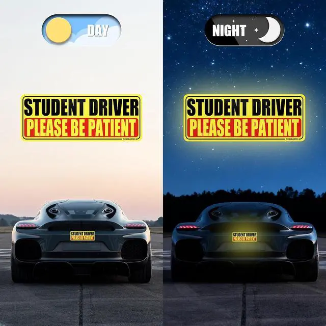 Alt view image 4 of 6 - SINGARO Student Driver Magnet for Car - Please Be Patient, 3Pcs Magnetic Reflective Novice Sticker, New Driver Decal, Removable Exterior Car Accessories