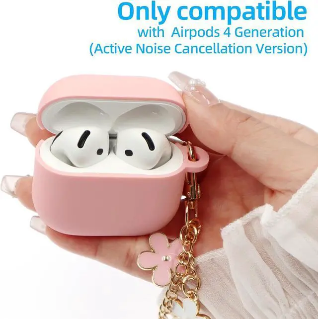 Alt view image 2 of 7 - Compatible with AirPods 4 Case, Premium Soft Silicone Protective Case Cover for Apple AirPods 4th Generation with Cleaner Kit Keychain Accessories for Women Girls