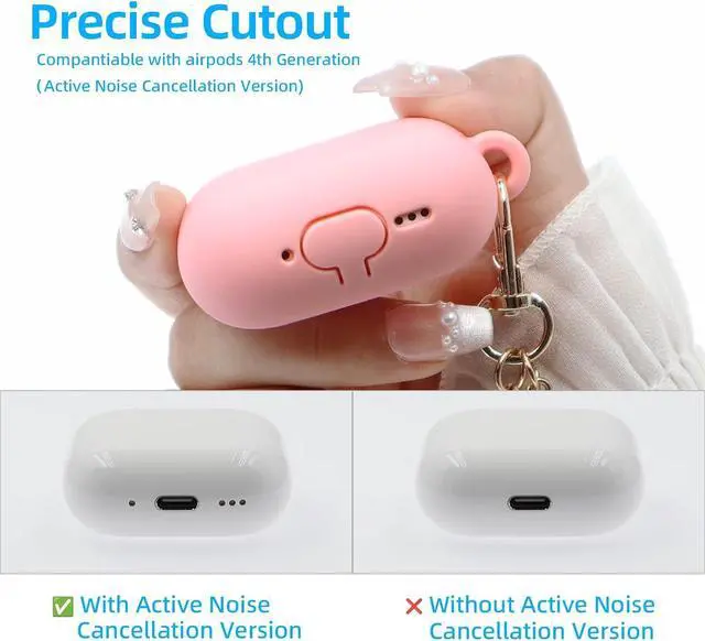 Alt view image 4 of 7 - Compatible with AirPods 4 Case, Premium Soft Silicone Protective Case Cover for Apple AirPods 4th Generation with Cleaner Kit Keychain Accessories for Women Girls