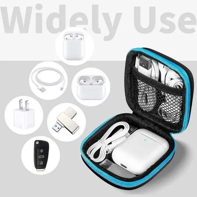 Alt view image 2 of 7 - 5 Pack Earbud Case Storage Bag with Carabiner for Headphones, Square | Portable EVA Carrying Case, For Wired/Wireless Headphones, SD Card Storage, Camera Chip