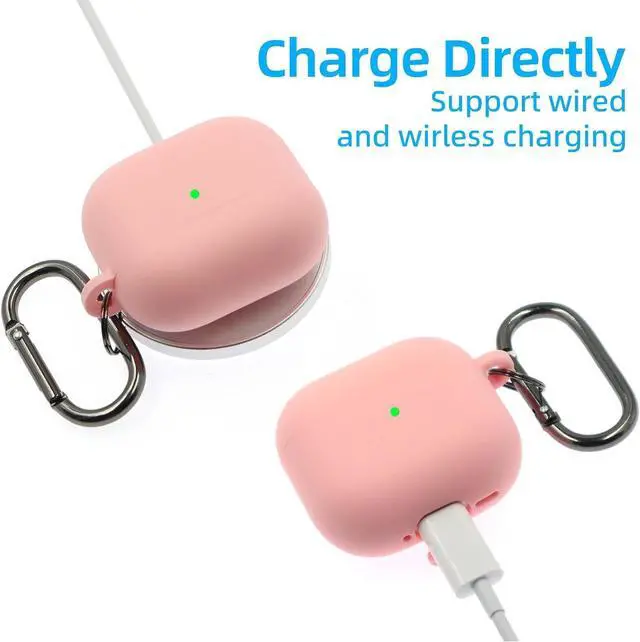 Alt view image 6 of 7 - Compatible with AirPods 4 Case, Premium Soft Silicone Protective Case Cover for Apple AirPods 4th Generation with Cleaner Kit Keychain Accessories for Women Girls