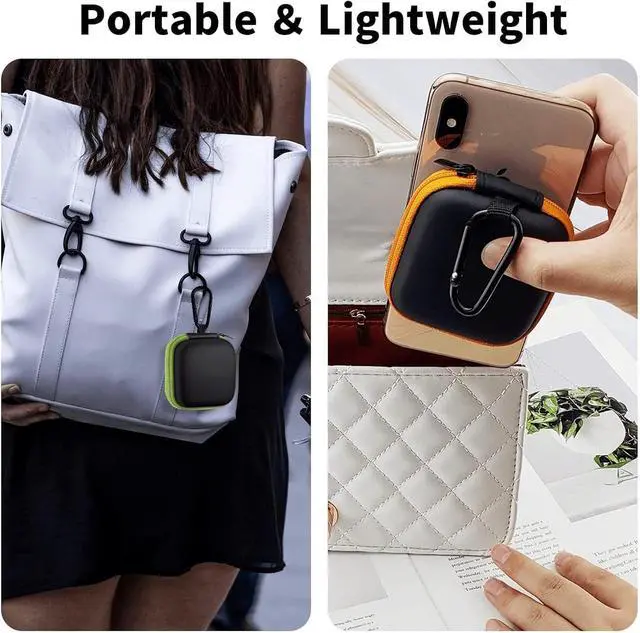 Alt view image 5 of 7 - 5 Pack Earbud Case Storage Bag with Carabiner for Headphones, Square | Portable EVA Carrying Case, For Wired/Wireless Headphones, SD Card Storage, Camera Chip