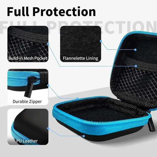 Alt view image 3 of 7 - 5 Pack Earbud Case Storage Bag with Carabiner for Headphones, Square | Portable EVA Carrying Case, For Wired/Wireless Headphones, SD Card Storage, Camera Chip
